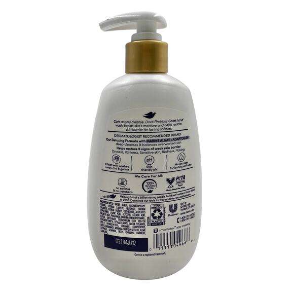 NEW Dove Prebiotic Boost 12 oz Hand Wash Gentle Detox Dryness Remedy Pack of 2 - Picture 2 of 3